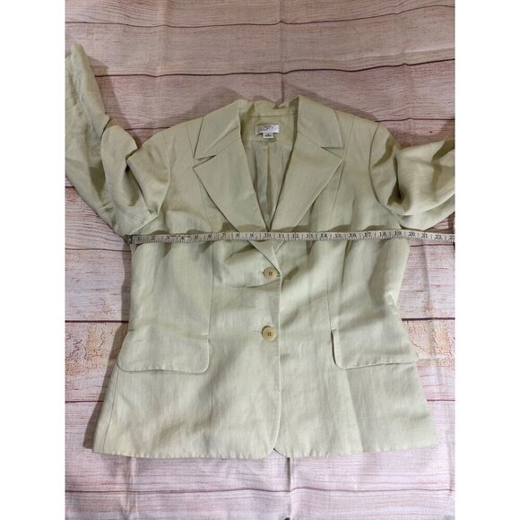Loft Women's Classic Beige Linen Blend Button front Blazer - 14 - Picture 7 of 12